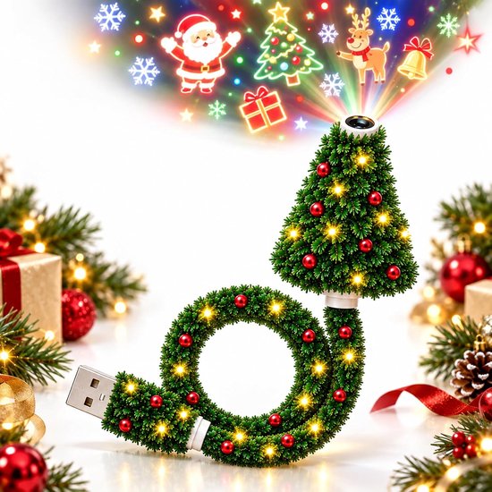 Kerstprojector - Met 6 Kerstafbeeldingen - USB - Projector - Kerst Led-projector - Vakantieprojector - Projectorlamp - Mini Feestelijke Projector - Flexibele Hals - Kerstdecoratie - Voor kamperen, auto, plafond en wanddecoratie