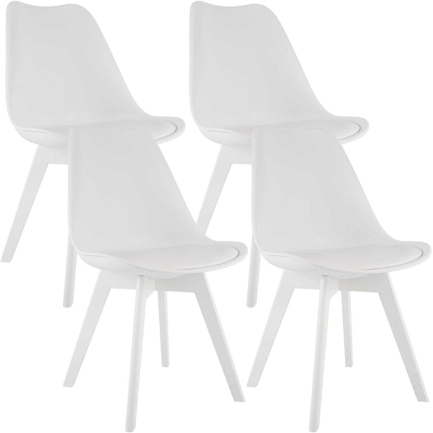 Luxe Comfort Eetkamerstoelen - Set van 4 - Kunststof - Wit Kunststof/wit/wit