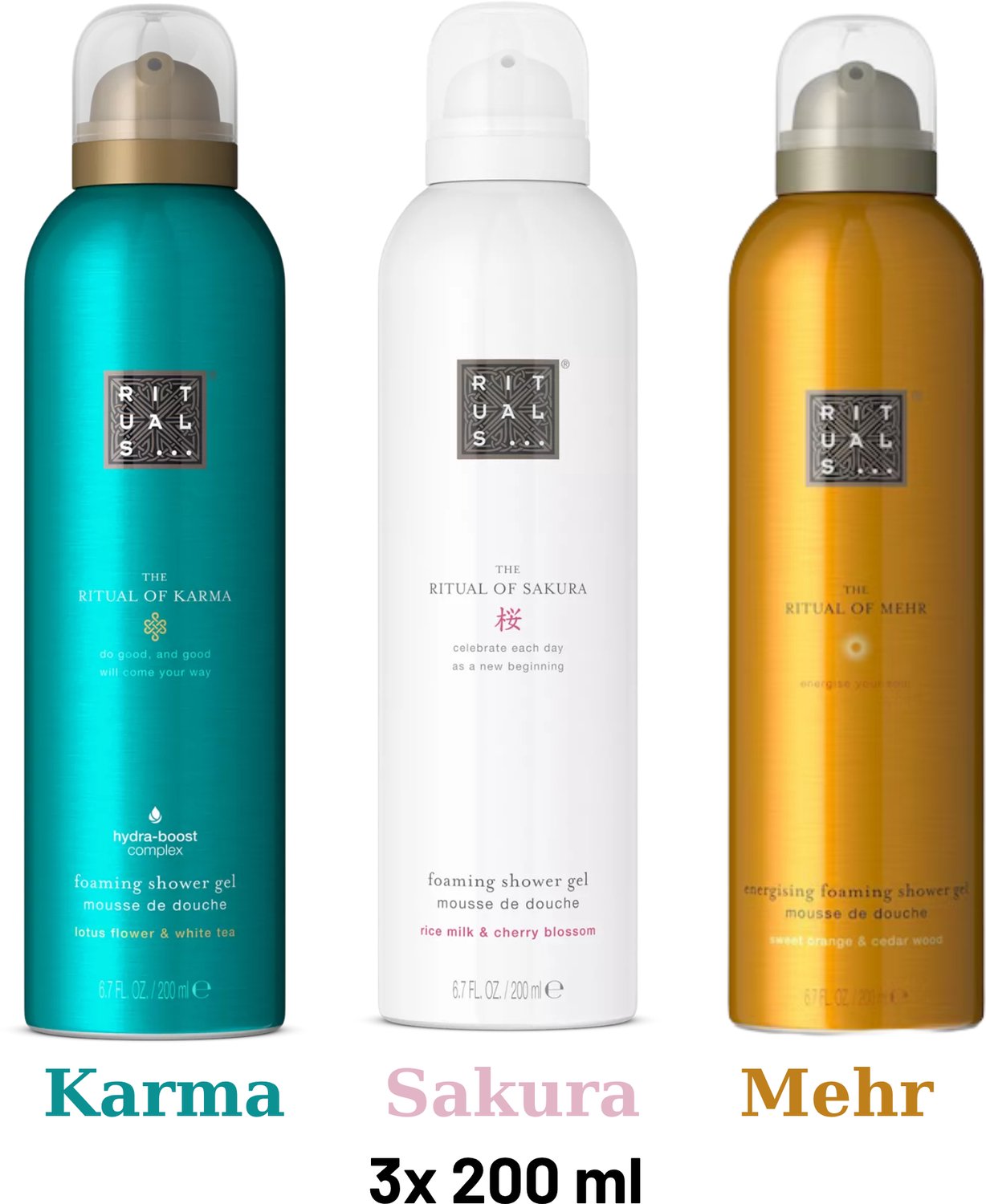 Rituals - Shower Gel Value Pack - Mehr 200 ml + Sakura 200 ml + Karma 200 ml - Douchegel - Shower Foam
