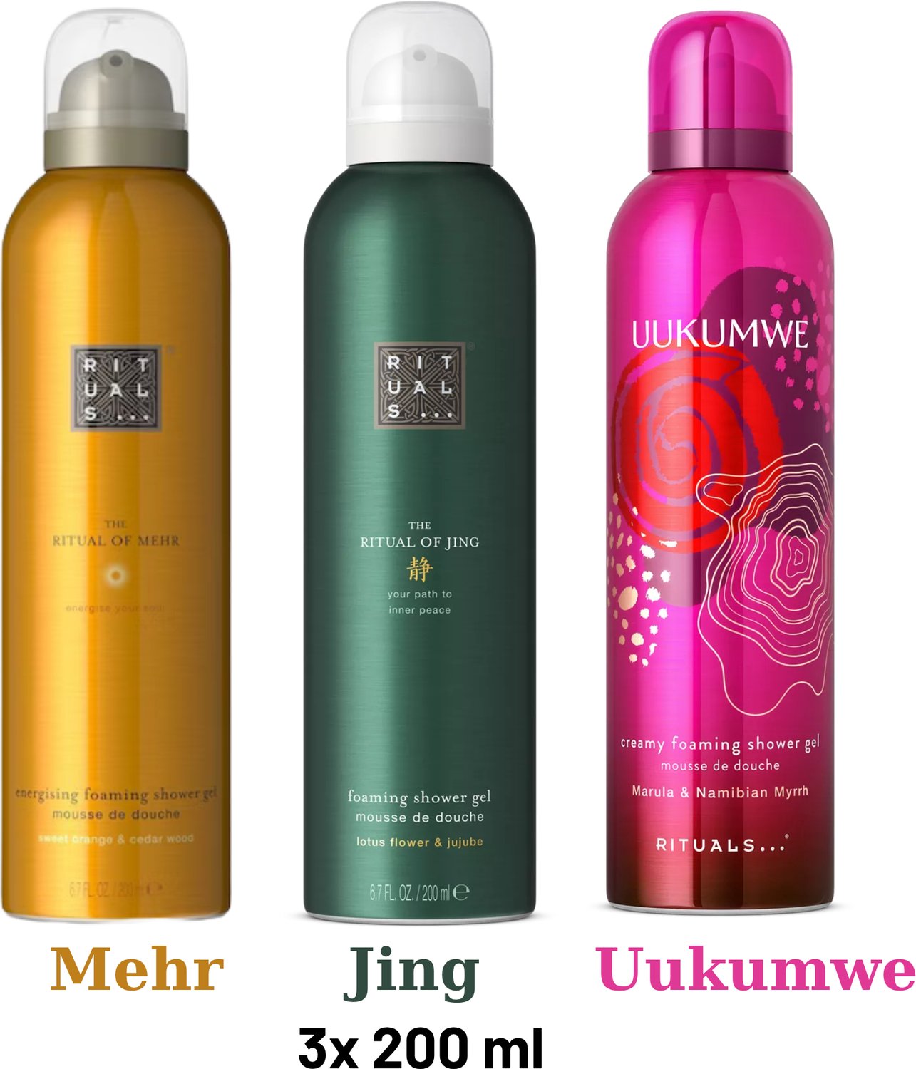 Rituals - Shower Gel Value Pack - Uukumwe 200 ml + Mehr 200 ml + Jing 200 ml - Douchegel - Shower Foam