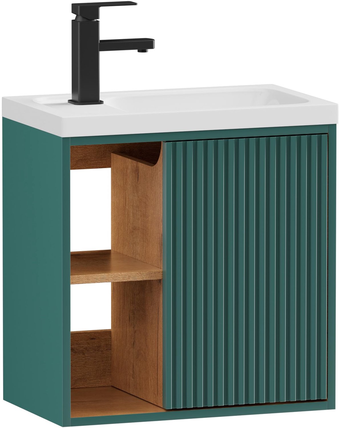UEV wandgemonteerde wastafel met badmeubel, kleine wastafel, donkergroen