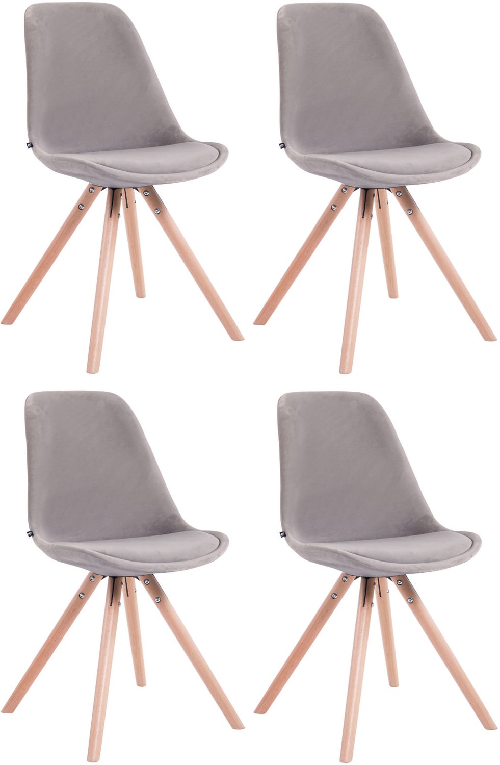 Luxe Comfort Stoel - Set van 4 - Fluweel - Grijs