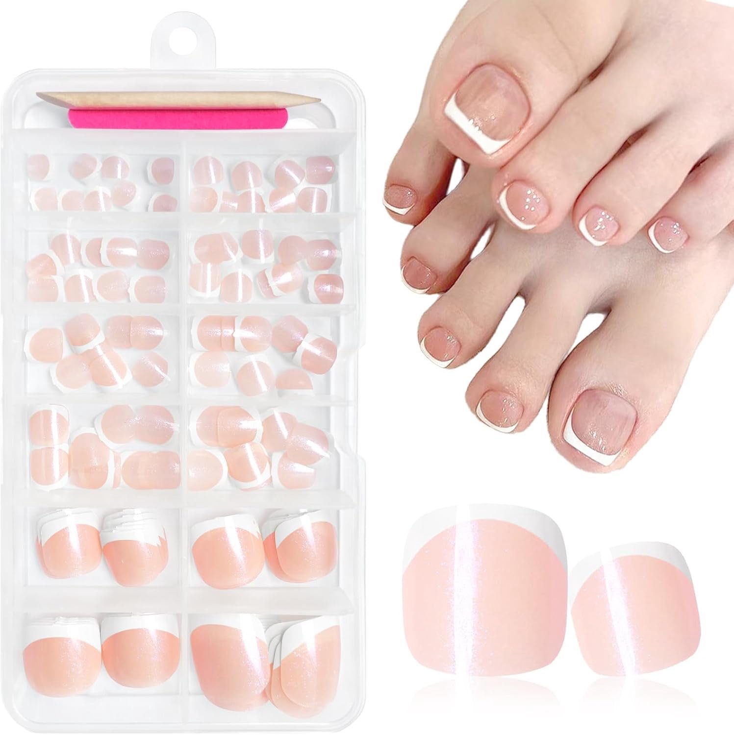 120 stuks teennageltips, press-on nagels voor tenen, nageltips set, 12 maten, kunstteennagels, kunstteennageltips voor dames, voor vrouwen meisjes, voor doe-het-zelf manicure-decoratie