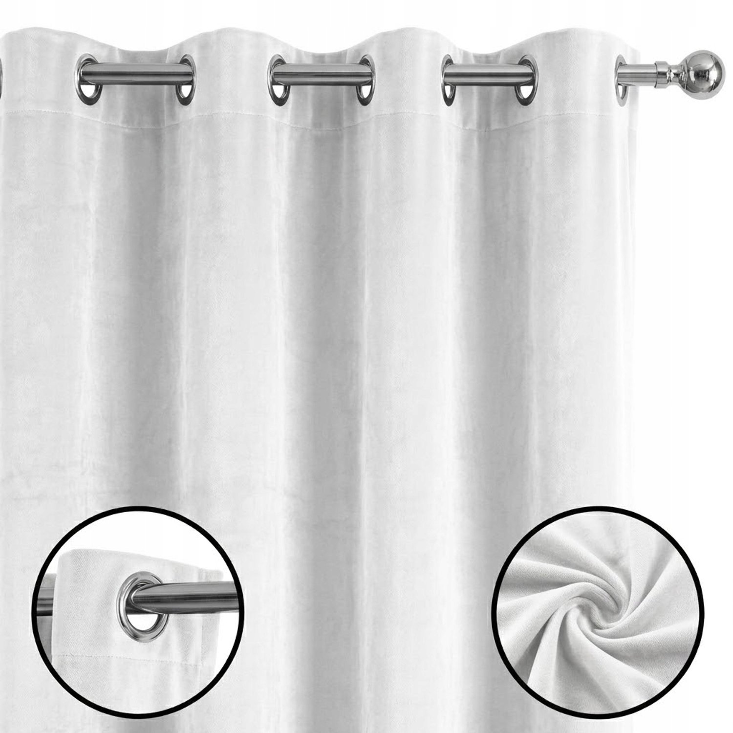 Luxe Velours Gordijn Verduisterend 140x250 cm Wit - Ringgordijn