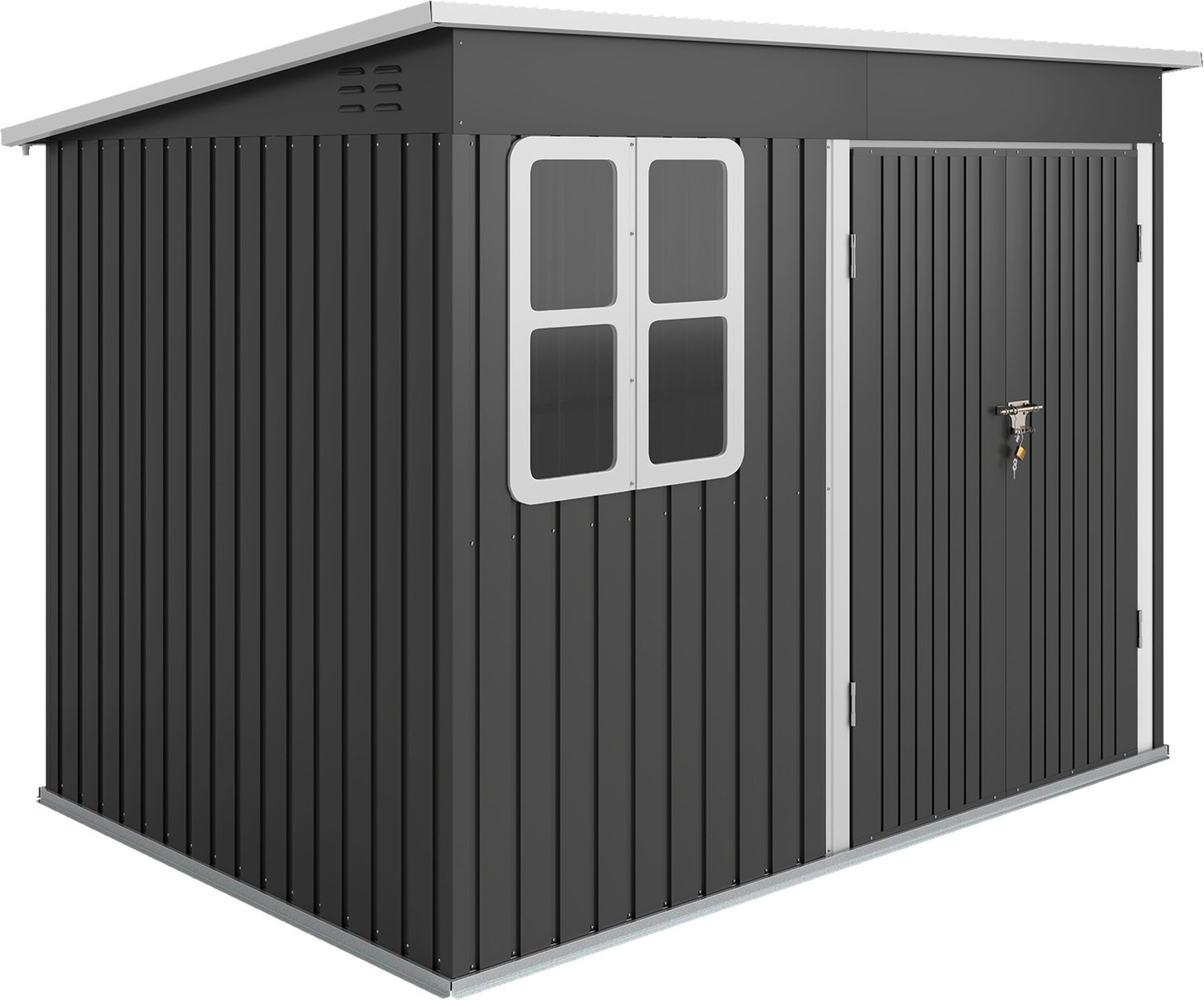 Sunona Metalen tuinhuis - Met raam en brede deur - 260 x 177 x 190 cm - Donkergrijs