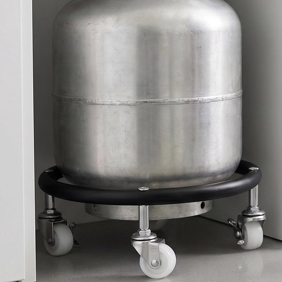 2 Stuks Rvs Gasfleshouder met Remwielen Gasfles Trolley Verplaatsbare Gasflesstandaard voor Transport Opslag Geschikt voor Standaard Gasflessen Binnen Buiten Gebruik — afbeelding 4