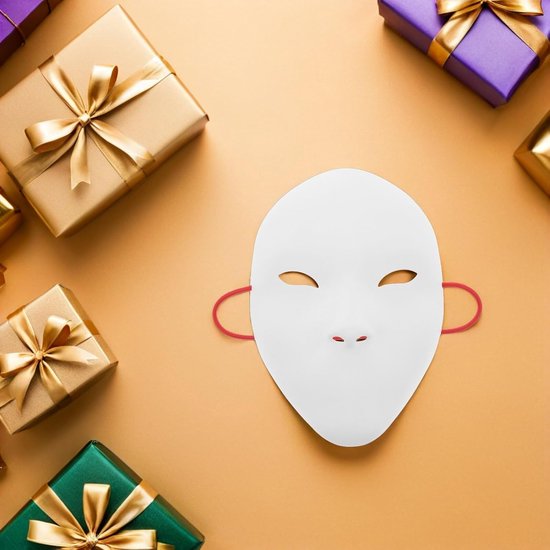 2 Stuks Wit DIY Masker Volledig Gezicht Beschilderbaar Papieren Maskerade Masker Unisex Cosplay Party Carnavalsmasker Lichtgewicht Comfortabel Kunstproject — afbeelding 2