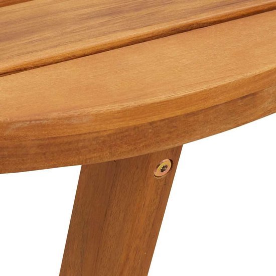 Rond, diameter 110 x 75 cm, massief acaciahout, terrassen, eettafel, hout met lamellendesign, stabiele kruispoot voor buitenruimtes — afbeelding 3