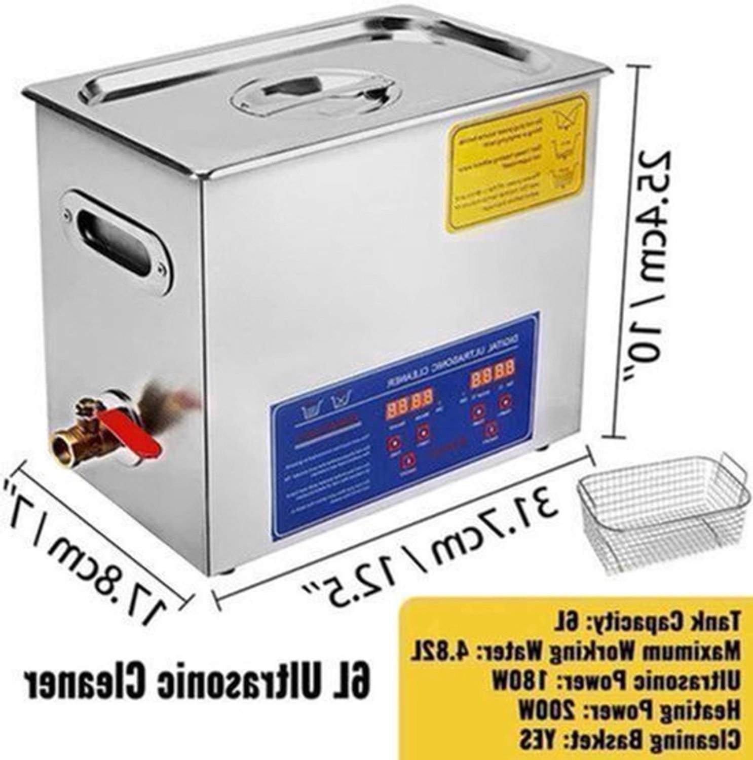 Ultrasoon Reiniger - Reinigingsapparaat voor Brillen - Reinigingsmachine - 6.5L met Digitaal Display en Verwarming – RVS Reinigingsapparaat voor Thuis en Professioneel Gebruik