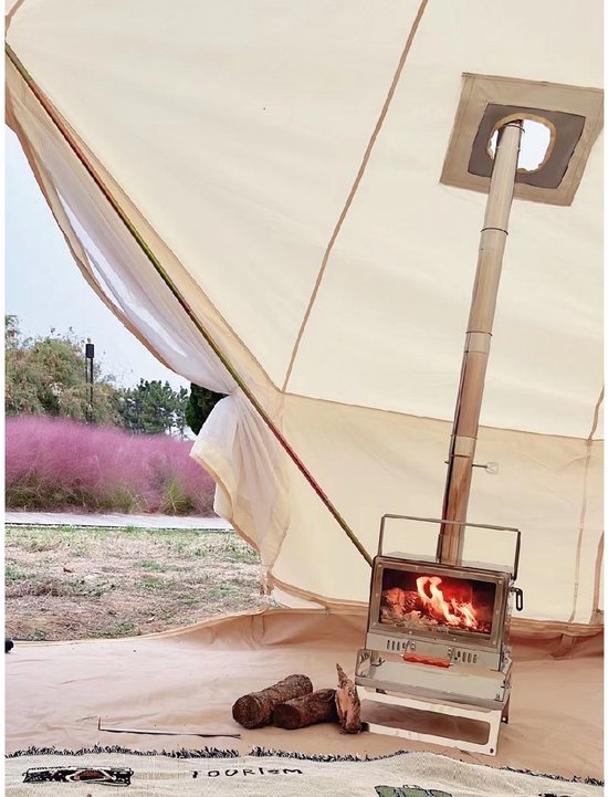 5m 900D Oxford Bell‑tent Luxe Glamping Tent Off‑wit, Dubbele Schoorsteenopening — afbeelding 2