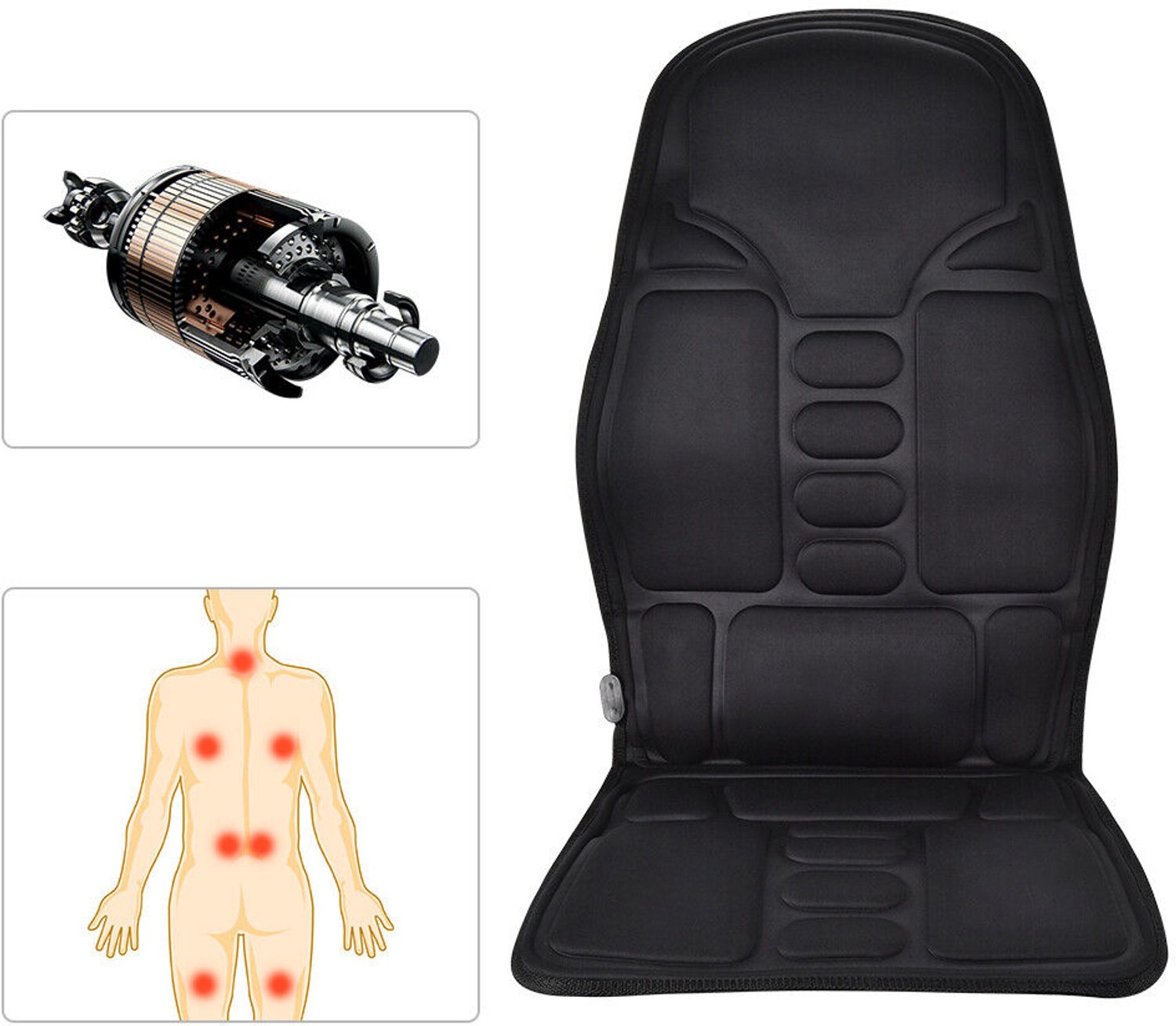 Elektrisch Massagekussen voor Auto en Stoel - Vibratiemassage - 7 Motoren - 8 Standen - 3 Intensiteitsniveaus - Warmtefunctie - Timer 15/30 Min - Voor Rug, Onderrug, Heupen en Bovenbenen – foto 7