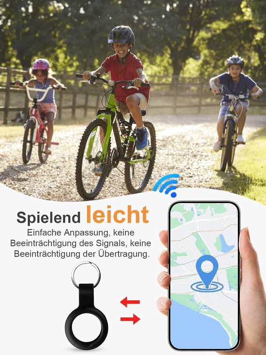 Hoesjes voor Chipolo anti-verlies tracker, siliconen hoes met grote gaten (geschikt voor ouderen, huisdieren, rugzak, bagage, kinderen, sleutel), krasbestendig, zwart — afbeelding 2