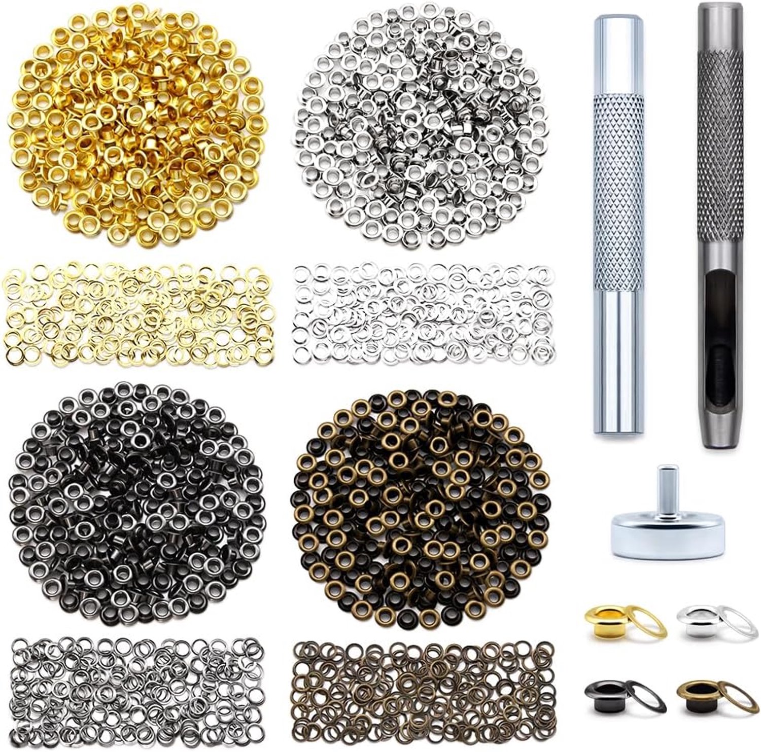 4-400#200T Oogjesset, 50-delige set metalen ogen, oogje en grommet gereedschapsset, messing ogen in set