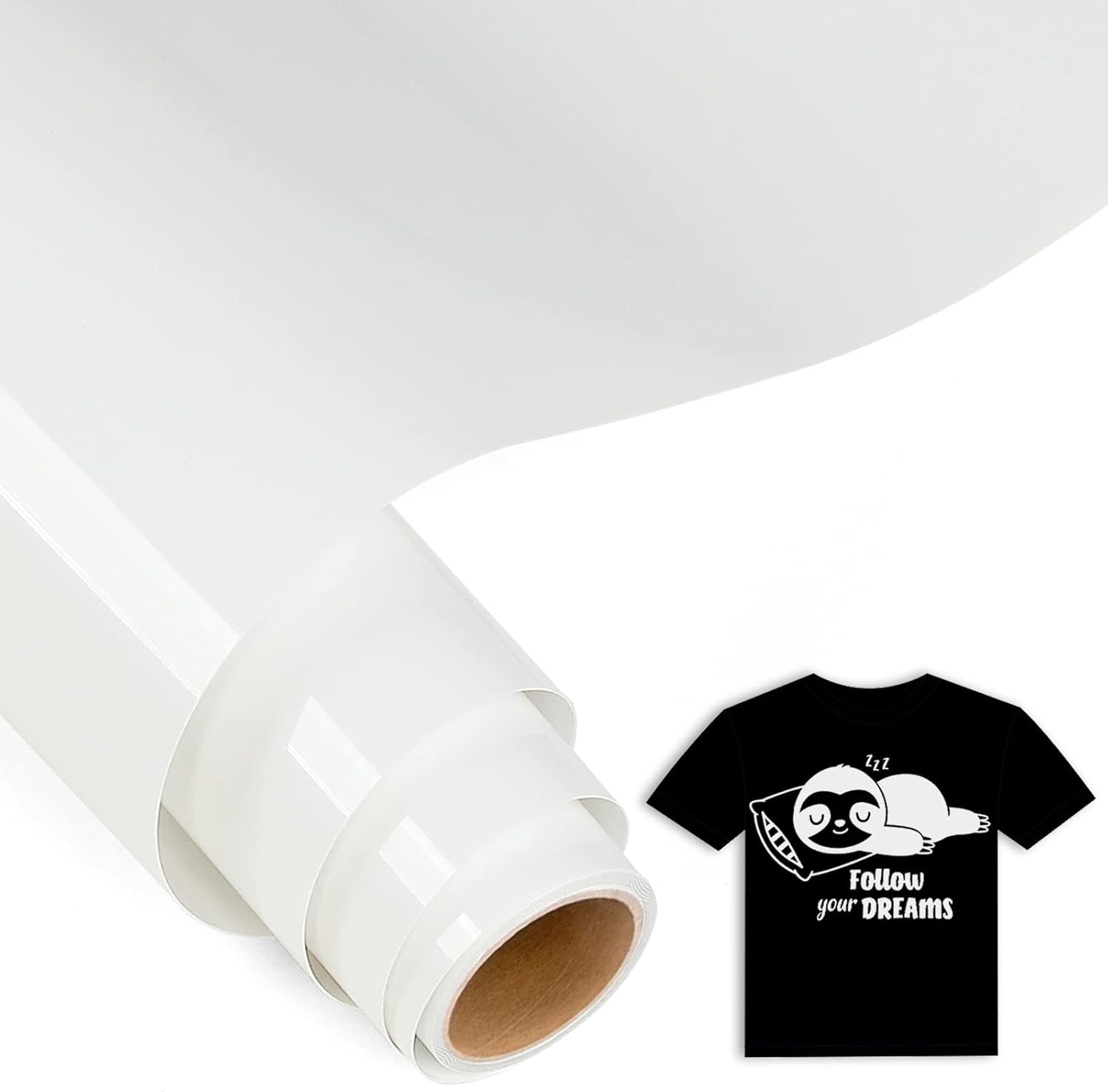 5 Ft Plotterfolie Textiel Wit - 30,5 x 152,5 cm Flexfolie voor Cricut Maker, Silhouette Cameo - Textielfolie voor Kleding, Mutsen, Broeken, Andere Stoffen