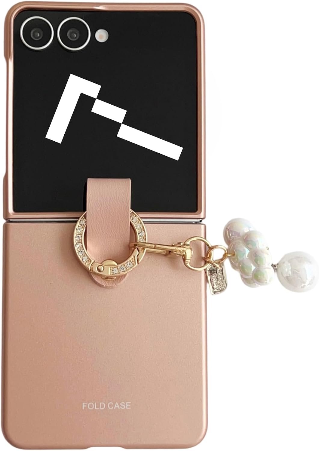 Beschermhoes voor Samsung Galaxy Z Flip7 met ring, case met afneembare 3D-wolkhanger, ring met diamanteffect, beschermhoes voor Galaxy Z Flip 7, roze