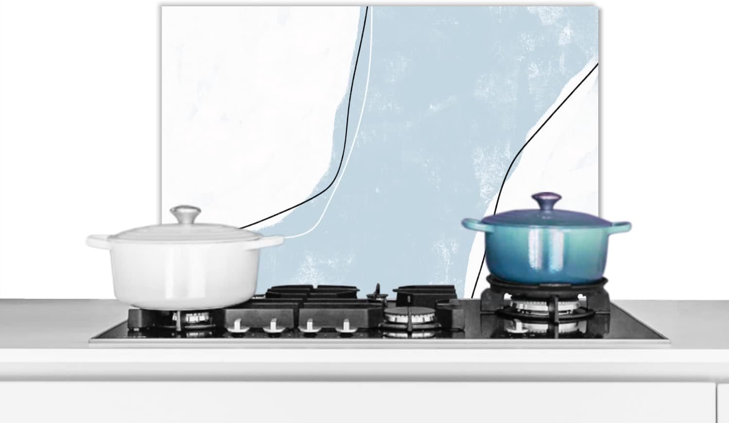 Spatscherm Keuken - 60x40 cm - Blauw - Minimalisme - Abstract