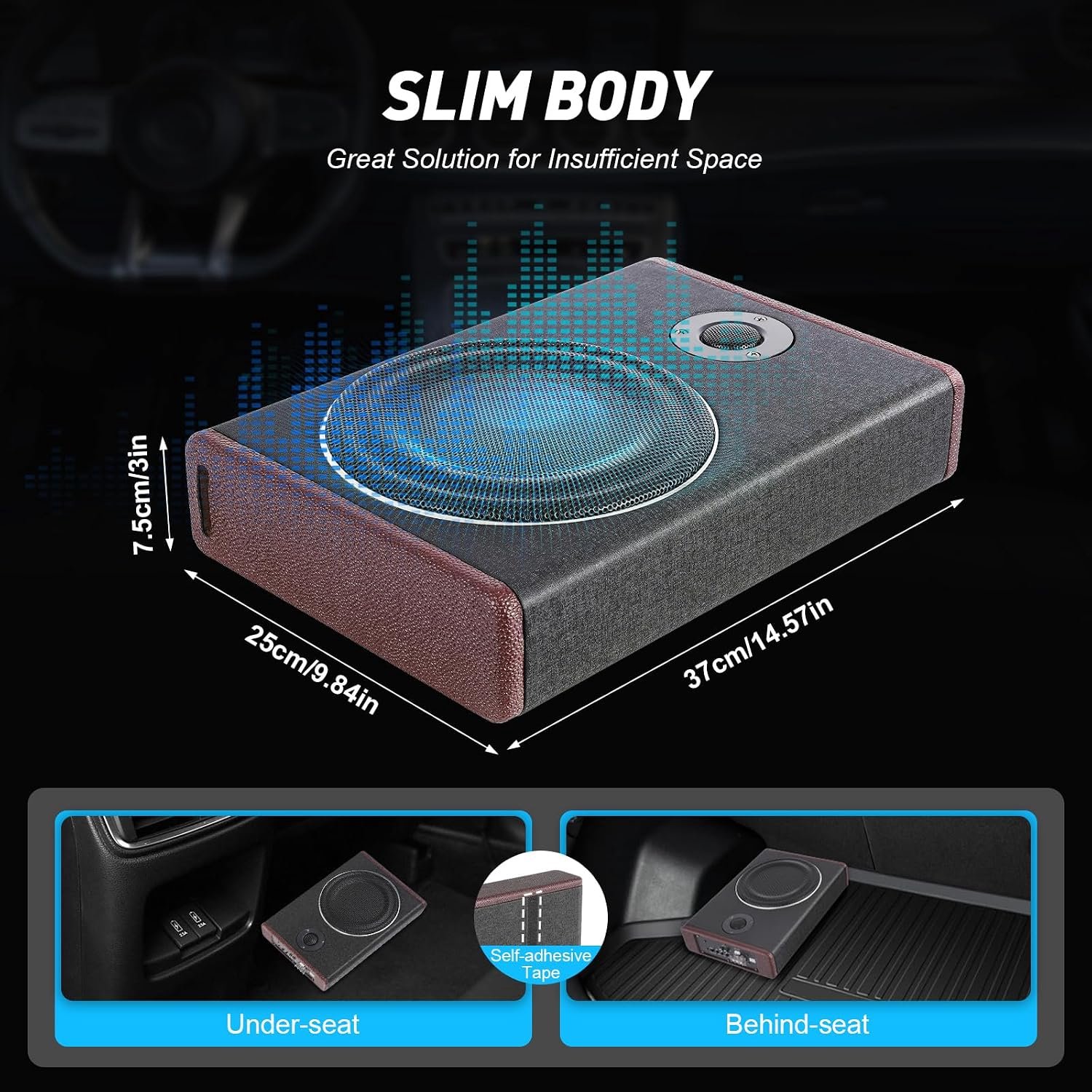 8 inch, 600 W, 12 V, actieve subwoofer, auto, platte subwoofer, underseat, bas, actieve passieve auto, bas, high power speaker bas luidspreker – foto 7