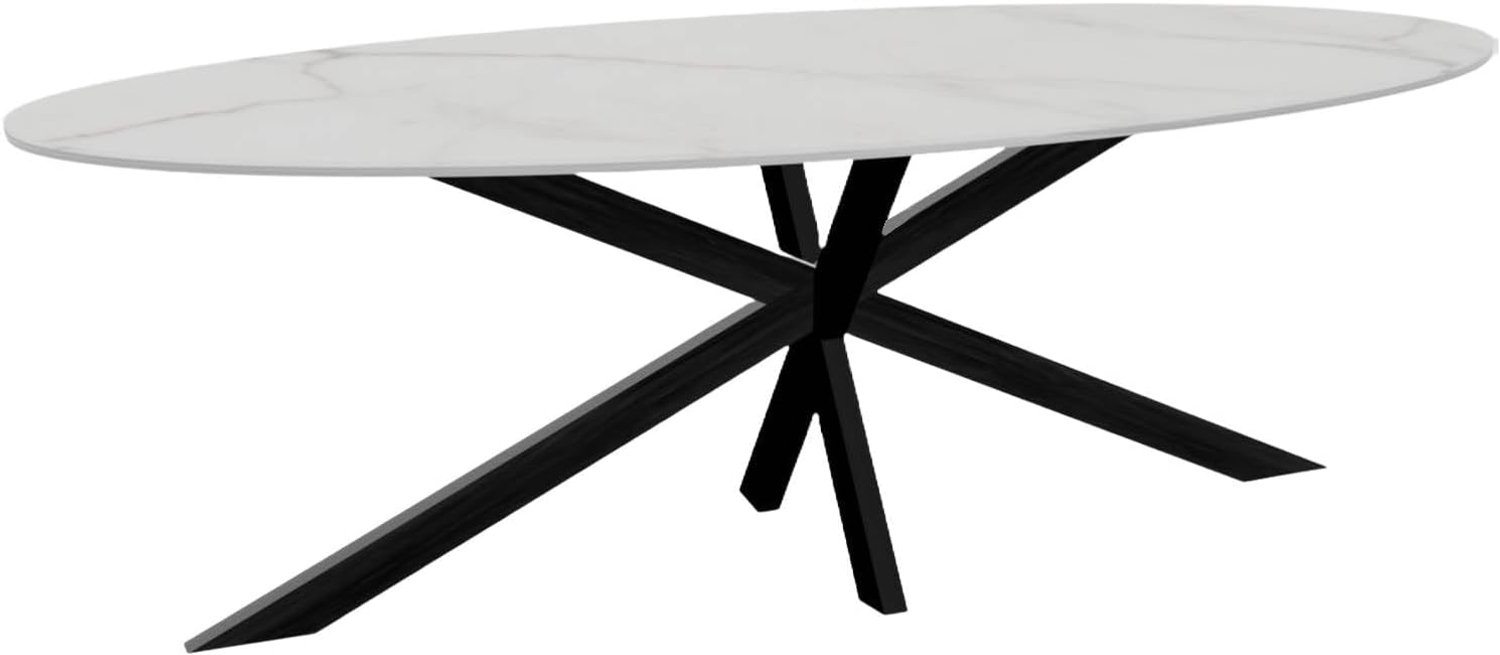 Eettafel ovaal 235cm Figo marmerlook wit ovale tafel steen