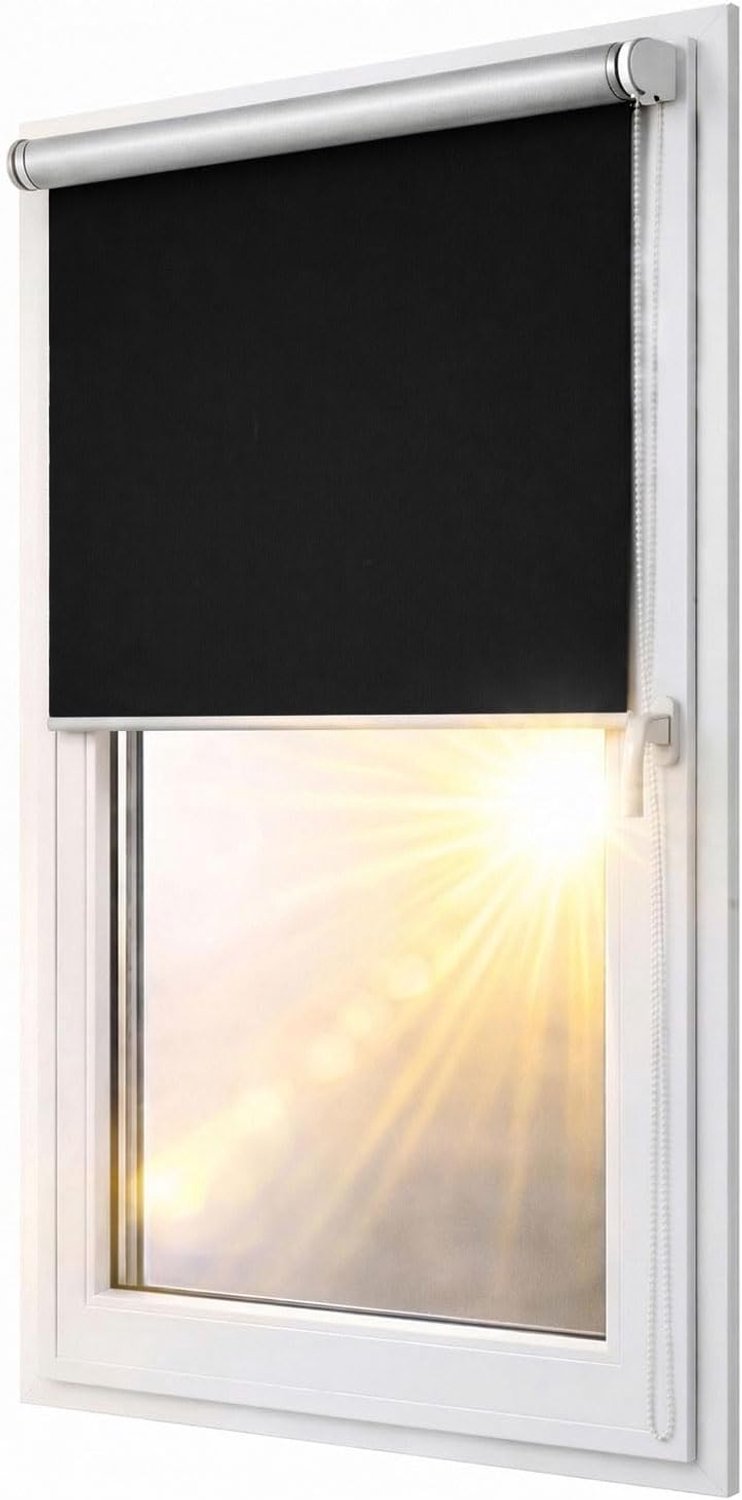 Verduisterend rolgordijn Blackout Silver Klemmfix zonder boren 72x150 cm zwart - compleet voorgemonteerd met ingebouwd mechanisme, multistop