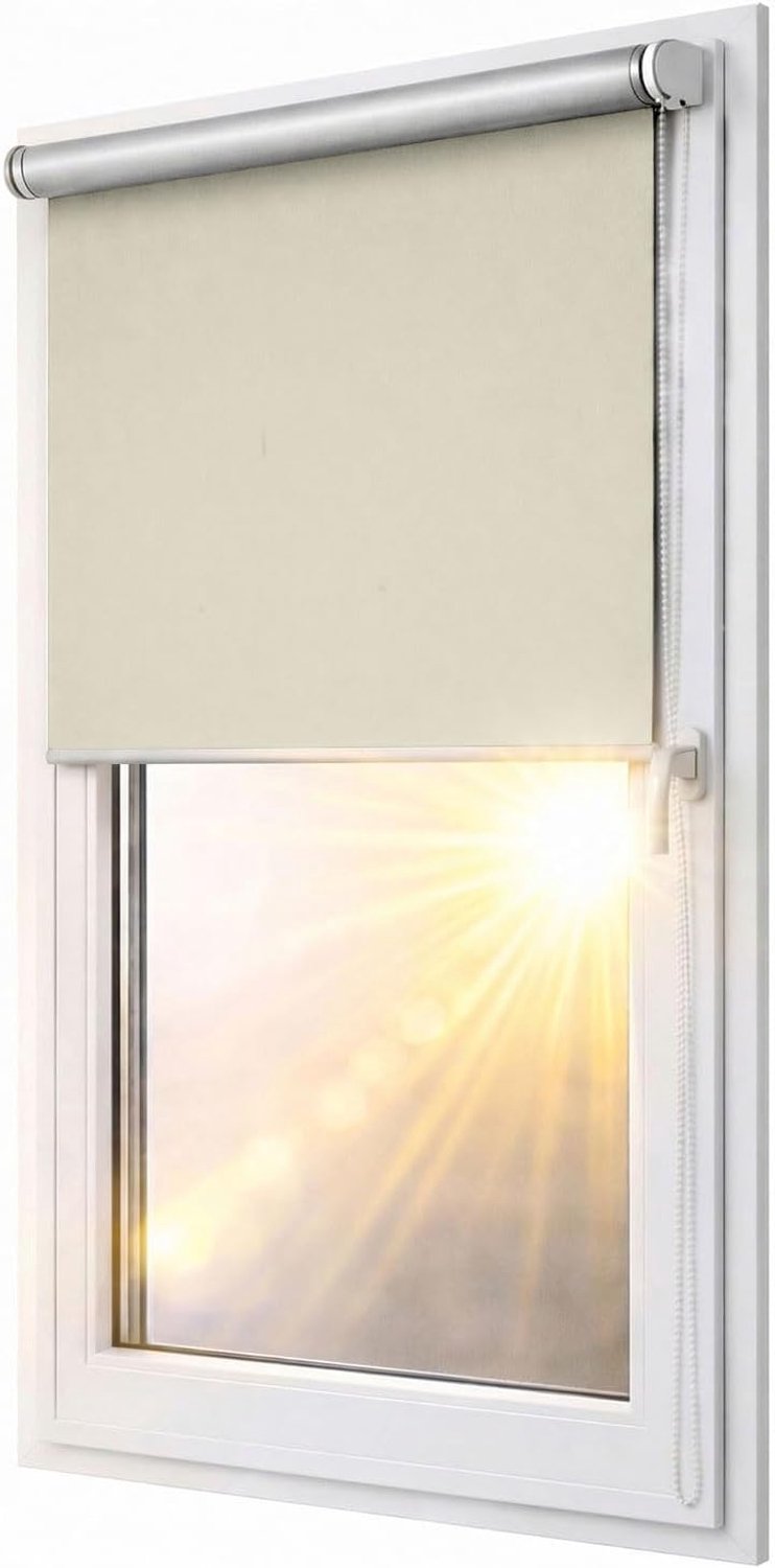 Verduisterend rolgordijn Blackout Silver Klemmfix zonder boren 109x230 cm crème - compleet voorgemonteerd met ingebouwd mechanisme, multistop