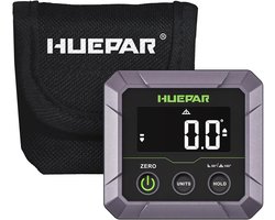 Huepar Digitale Hoekmeter – Inclinometer ±0,1° Nauwkeurigheid – VA LCD Display – Magnetische Basis – 0-90° & 0-180° Meetbereik – Valbestendig – Absoluut & Relatief Meten – DL141