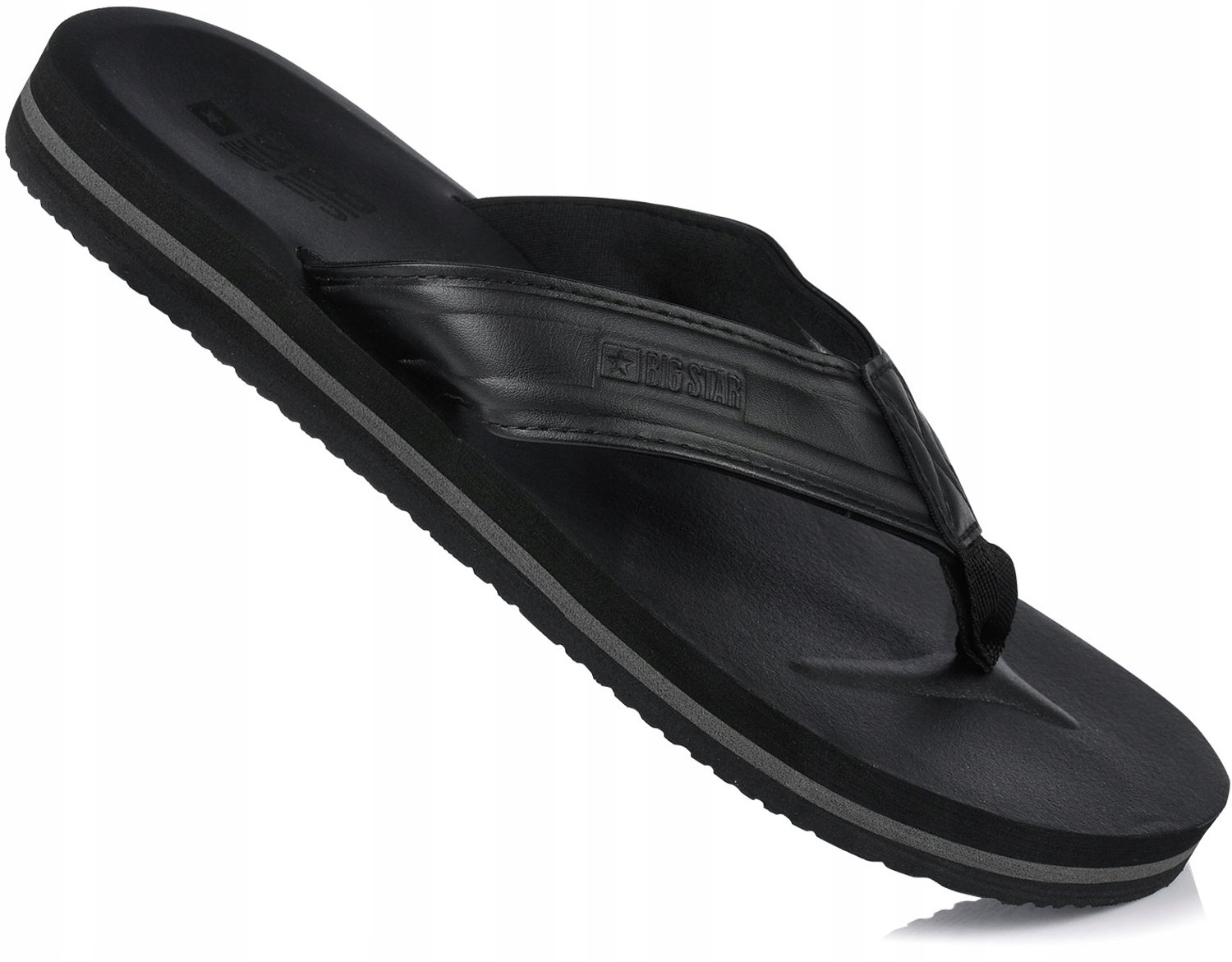 Big Star Heren Slippers Zwart Leerlook Casual Maat 43