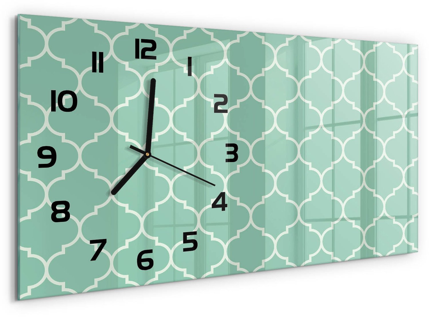 TULUP Wandklok - Marokkaanse achtergrond Gekleurde Glazen Klok - 60x30 cm - Groente Glazen Klok Met Print - Zwarte handen - Rechthoekige Klok - Moderne Wandklok Glas - Wandklok Glas Decoratie