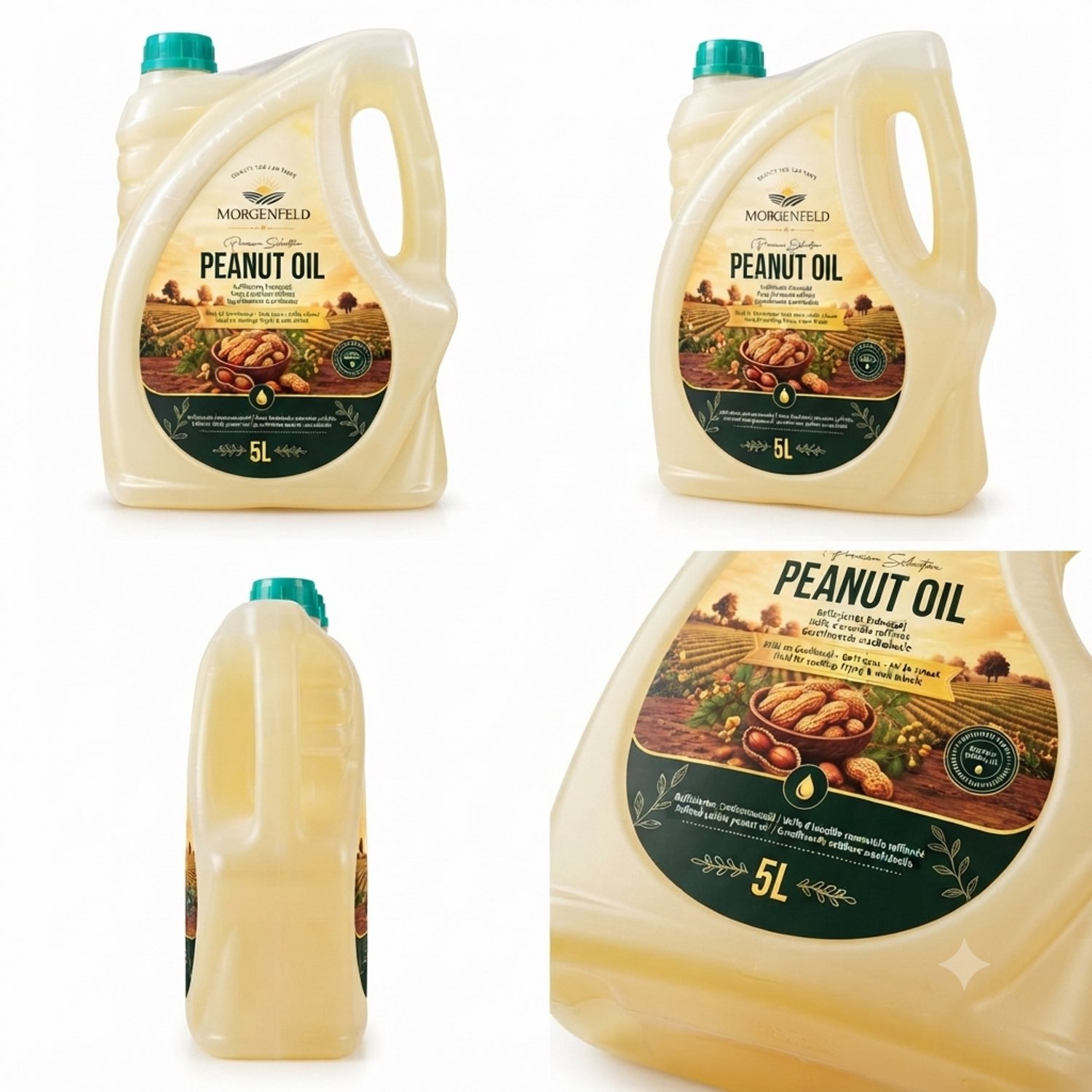 Morgenfeld Pindaolie 5L – Pinda Olie om te Braden, Frituren, Wokken & Koken | Plantaardige Olie voor de Aziatische Keuken, Pan, Grillgerechten, Marinades, Groenten en Dressings Met Kajal Sticker