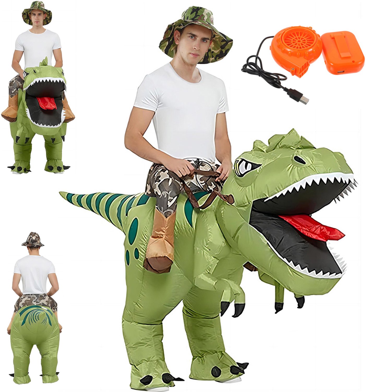 Opblaasbaar Dinosauruspak Voor Volwassenen - Opblaasbaar T-Rex-Rijderkostuum - Halloweenkostuum - Grappige Verkleedkleding