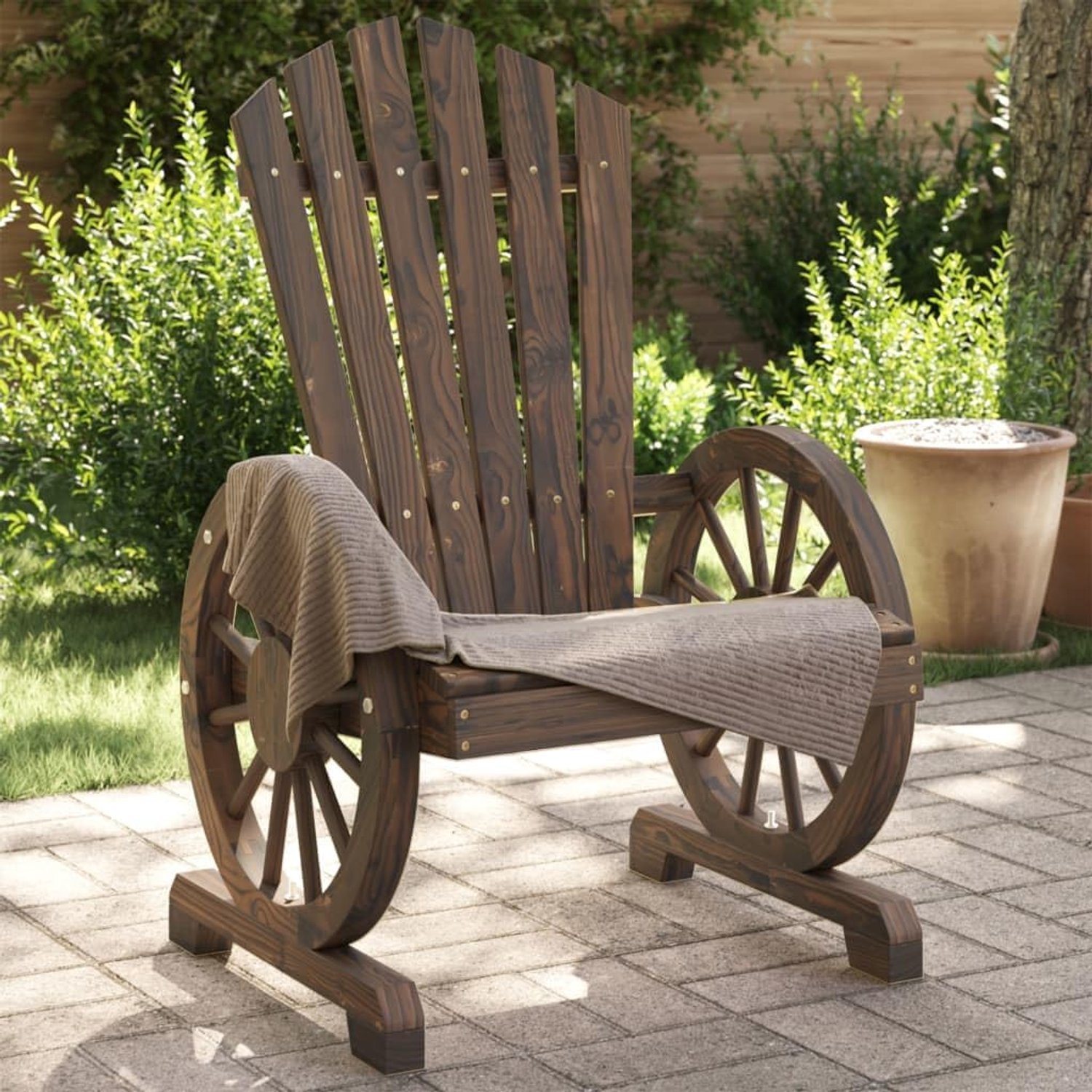 Adirondack-tuinstoelen, 2 stuks, massief hout, dennenhout, tuinbank, zitgroep voor de tuin voor balkons