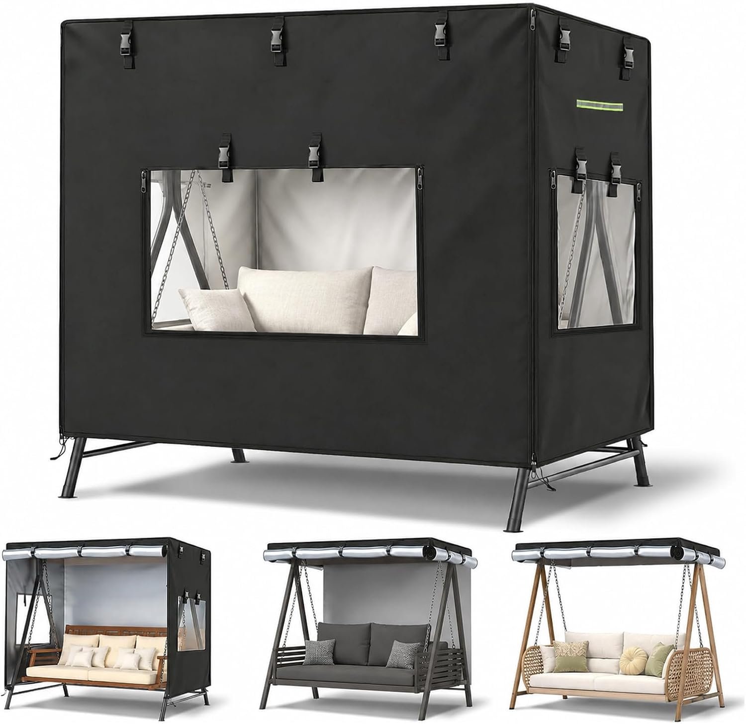 Hoes voor schommelbank, 3-zits, waterdicht, 420D, 215 x 125 x 170 cm