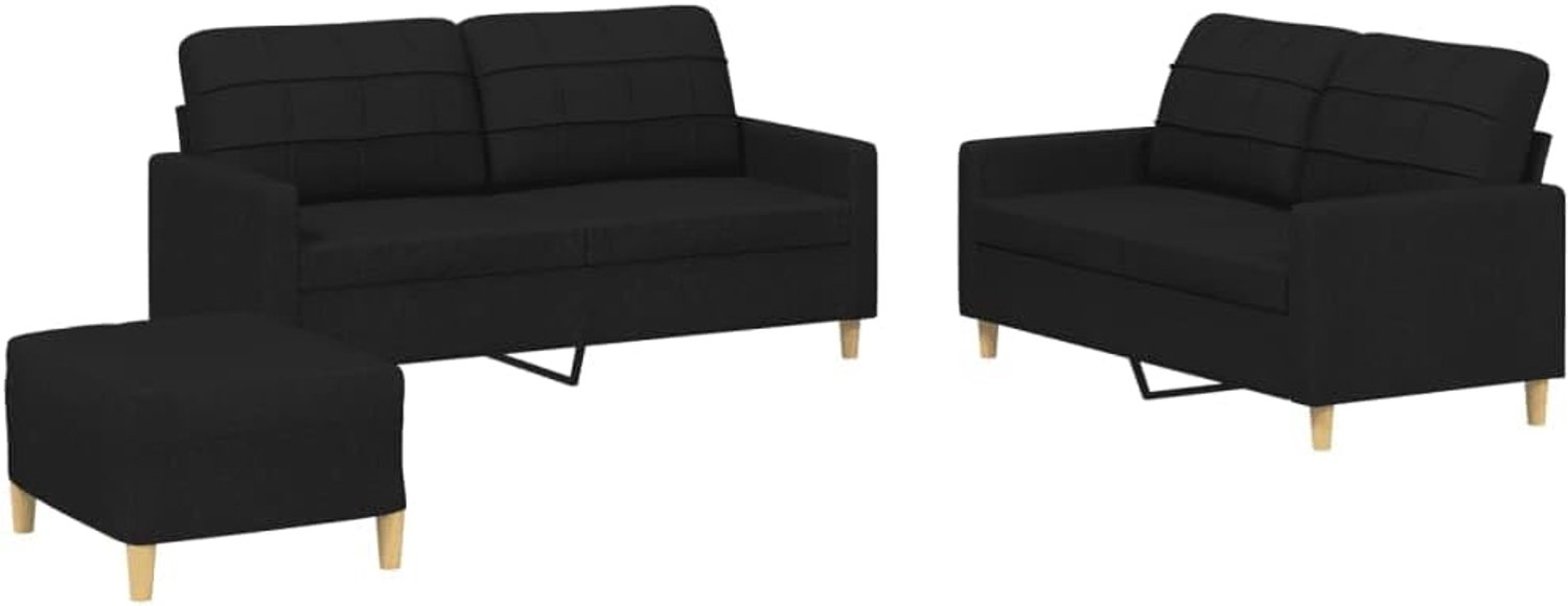 3-delig. Sofa set met kussen zwarte stof woonkamer bank kantoor sofa slaapkamer sofa lounge sofa voor woonkamer, slaapkamer, logeerkamer