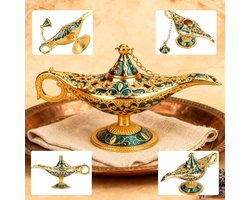 Magische Lamp met 3D-Relief, Decoratieve Metalen Lamp en Incenshouder voor een Betoverende Sfeer, Perfect Cadeau-idee