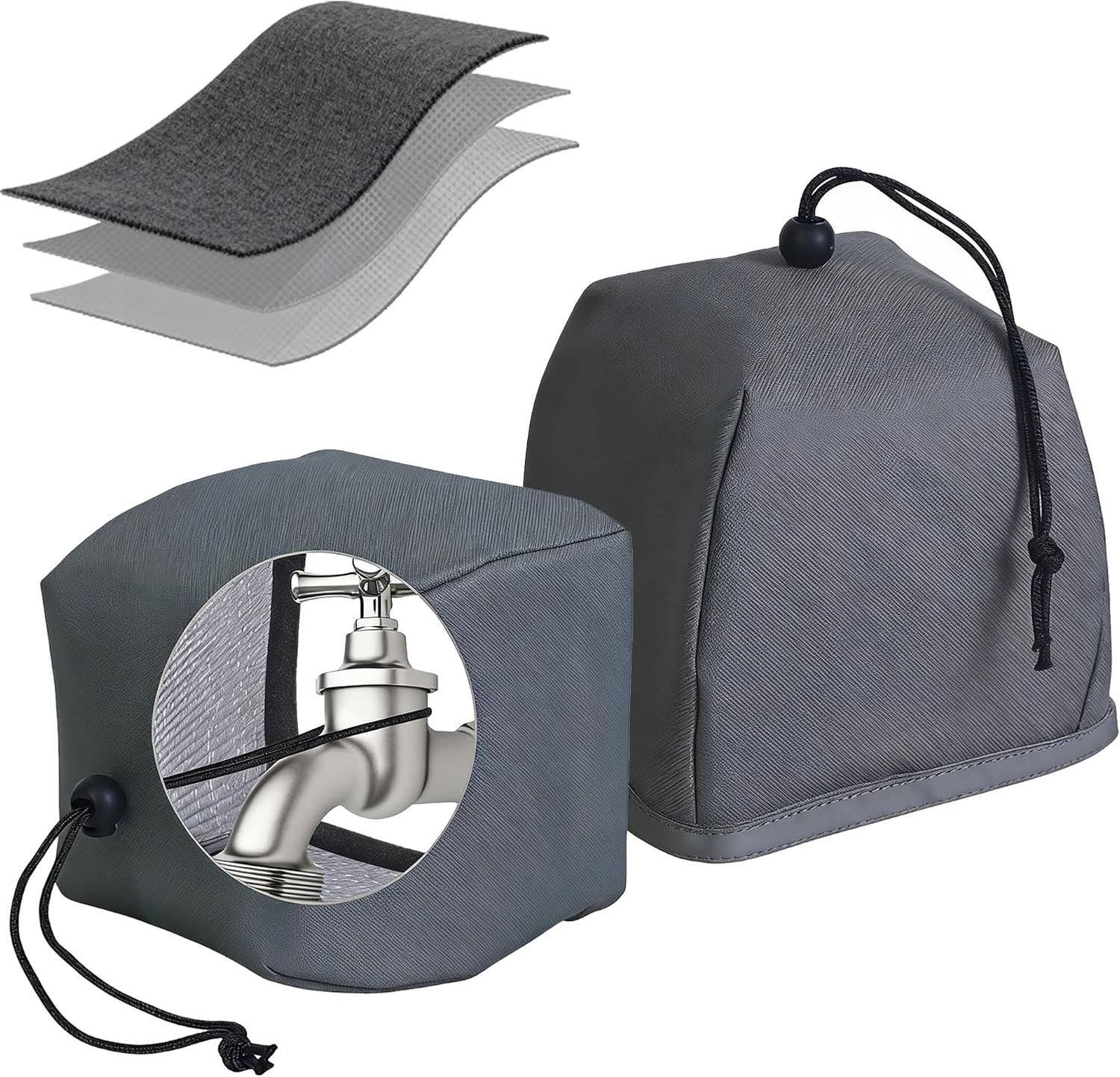 YAGXIG buitenkraanafdekking - winterkraanafdekking - slanggeïsoleerde afdekking - opvouwbaar - herbruikbaar - bevriezen/waterdicht - voor buitenmuurkranen - 6,3" H x 7" W