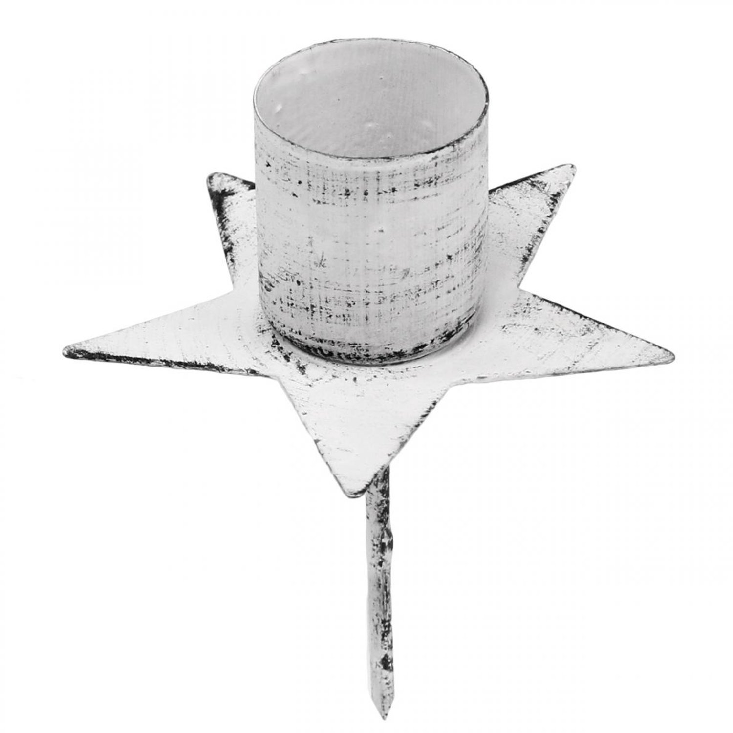 posiwio Stervormige kaarsenhouder om op te plakken metaal wit shabby chic 6cm