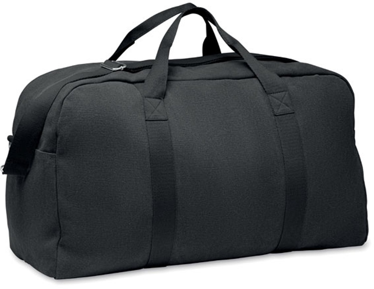 Reis-/ sporttas Zwarte van gerecyclede 450gr/m² stoffen 57X33X27.5 model Duffas