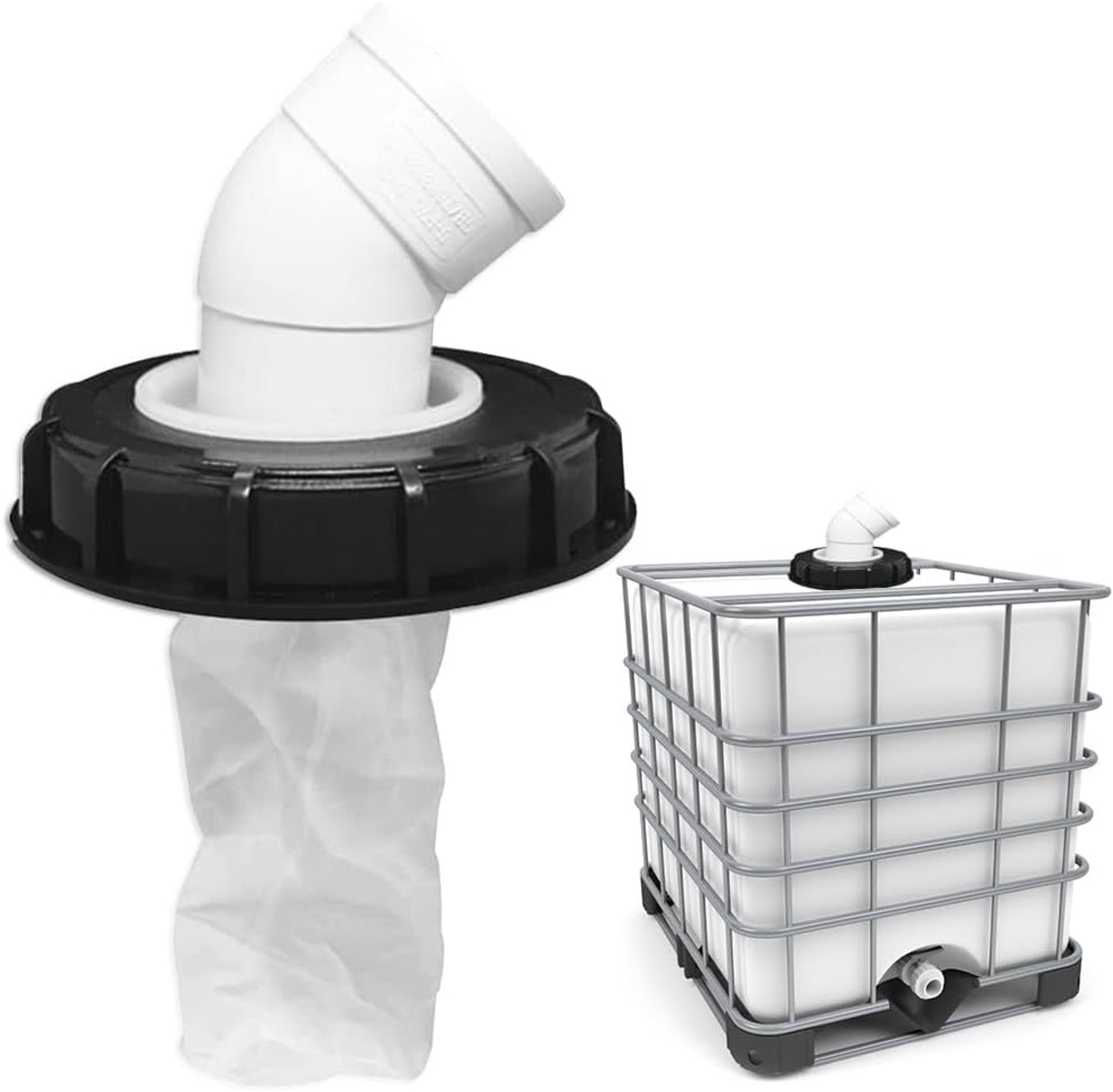 Famanu - IBC-dekselfilter - voorkomt verontreiniging van regenwater - afwasbaar nylon - zwart 1