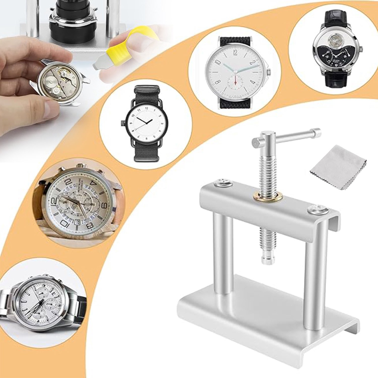Horlogepers-Set, Sleutelgereedschap Voor Reparaties, Met 18 Persplaten, Voor Doe-Het-Zelvers en Professionele Horlogemakers.