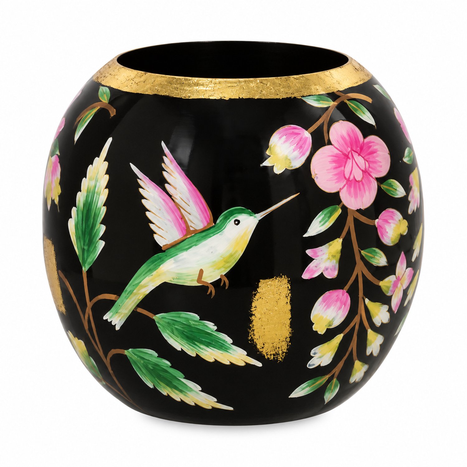 Colmore by Diga vaas handbeschilderd met bloemen S 15x15x15cm multicolor