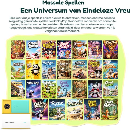 Blackview PlayPop 8 - Dunne lichte bewegingsspelconsole - zonder controller - gezinsspel voor meerdere spelers - privacy camera - Wi-Fi 6 - Bluetooth 5.0 - crèmekleur — cadeau in Elektronica - foto 6
