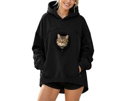 Hoodie voor huisdieren - met zakken - zwart - 1 stuk - maat M - fleecegevoerd - geschikt voor dagelijks gebruik en uitstapjes
