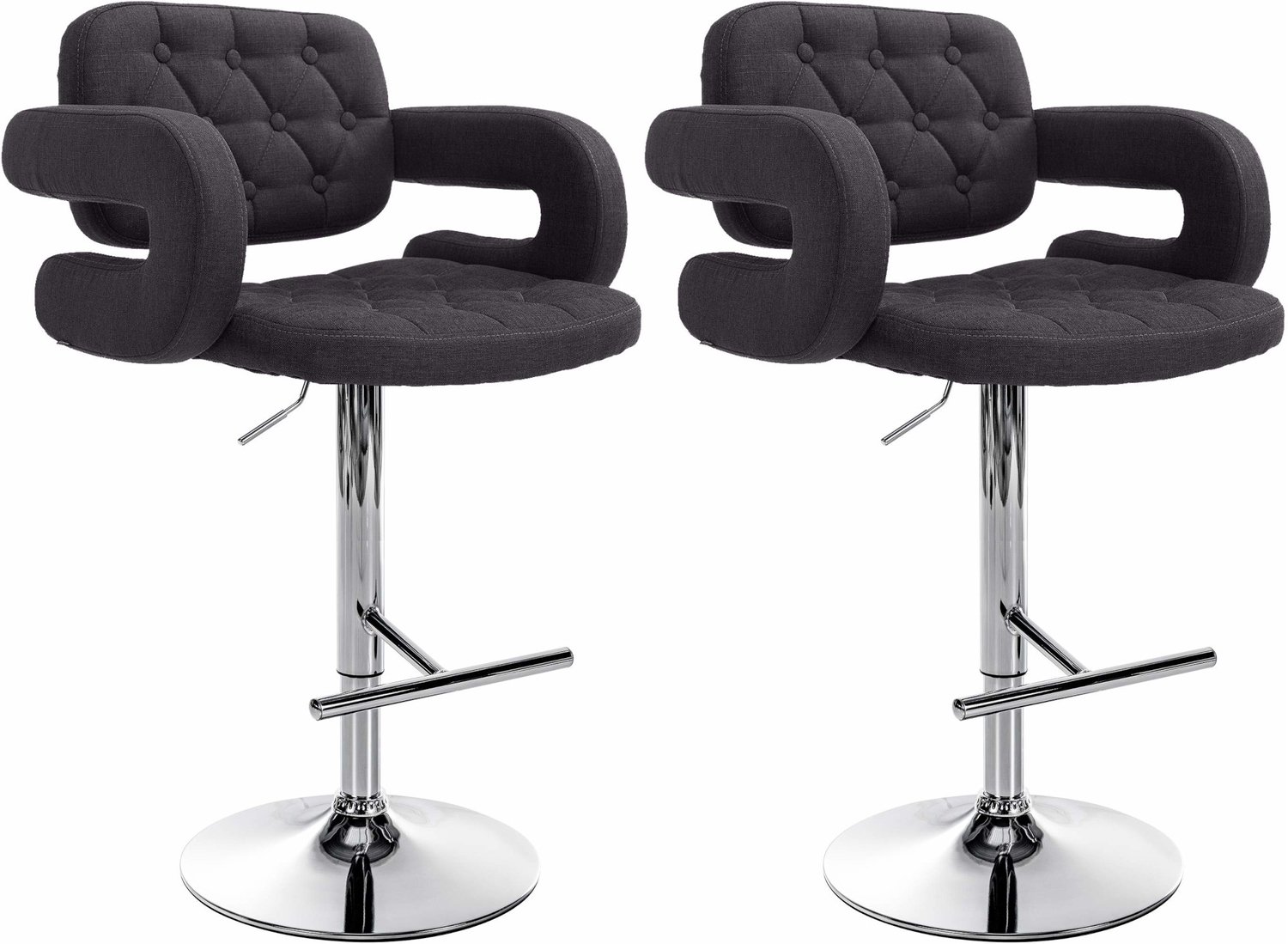 Luxe Comfort Barkruk - Set van 2 - Verstelbaar - Stof - Zwart