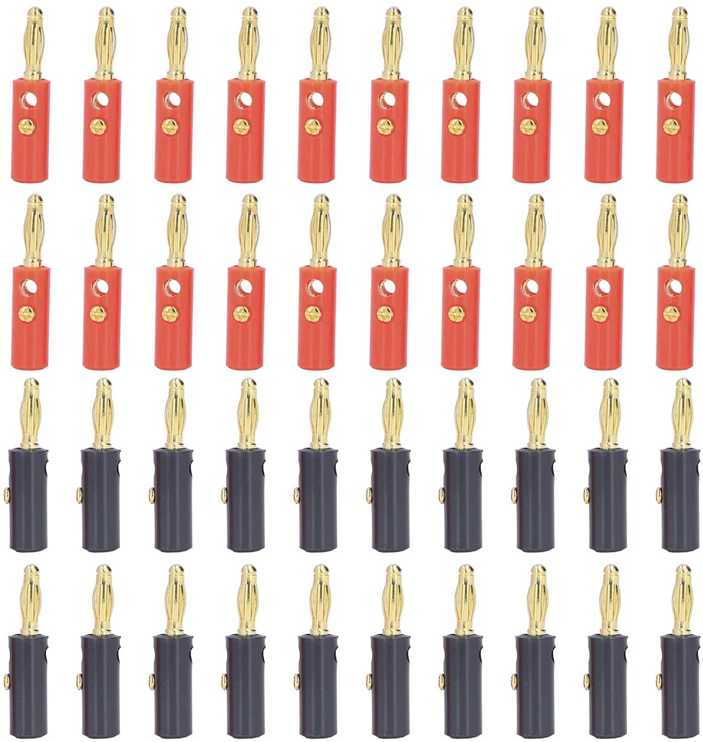 Luidsprekerstekkers Connectoren Verguld Messing Open Schroef Type Ontwerp voor Universele Luidsprekerdraad Aansluiting Zwart Rood 4mm Diameter 40 STUKS