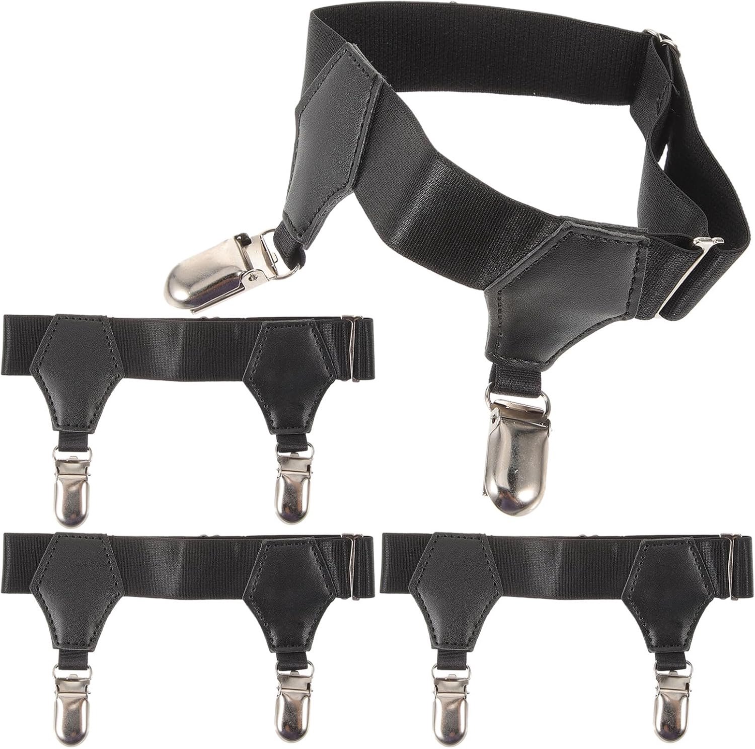 Elastische Sokken Garter voor Mannen met Verstelbare Metalen Clips Antislip Shirt Stays voor Nette Gladde Uitstraling Bij Formele Zakelijke Outfits Zwart