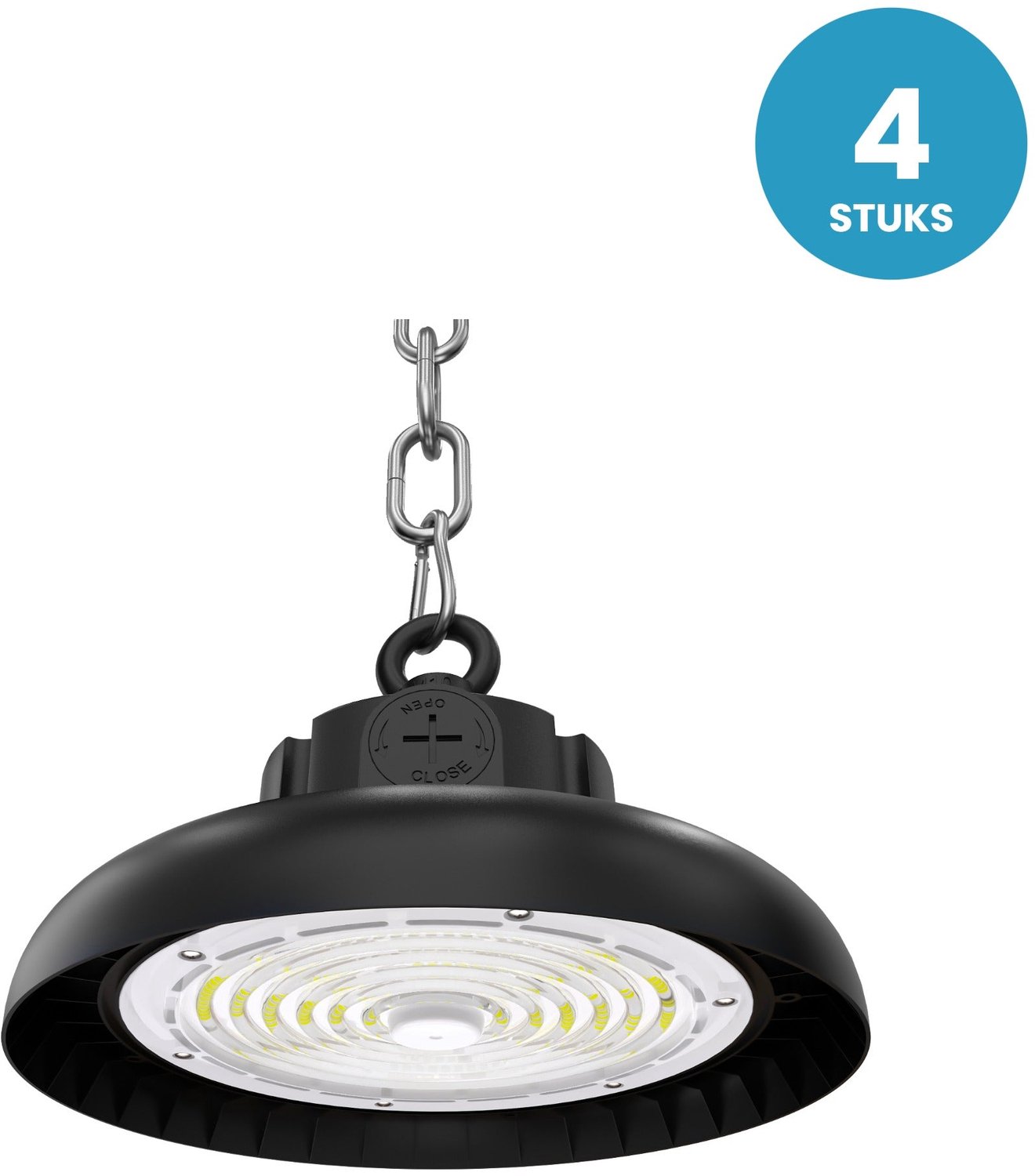 UFO LED Highbay 120W-160W-200W 36000lm - Daglichtwit 6000K - Instelbaar Vermogen - IP65 - 4-stuks - 230V - 5 jaar garantie