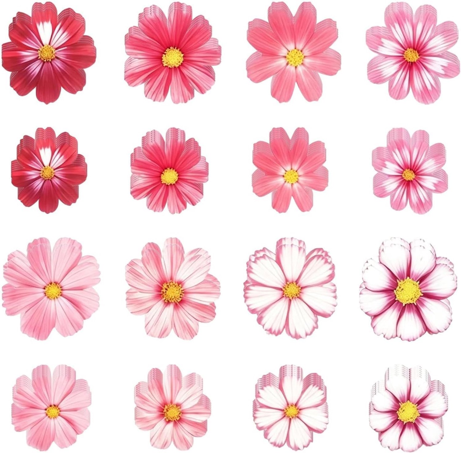 72 stuks rijstpapier, decoratieve taart, bloemen voor cake, bloemen, roze en witte bloemen, decoratie voor verjaardag, taartdecoratie voor bruiloften, feesten, evenementen, veelzijdigheid