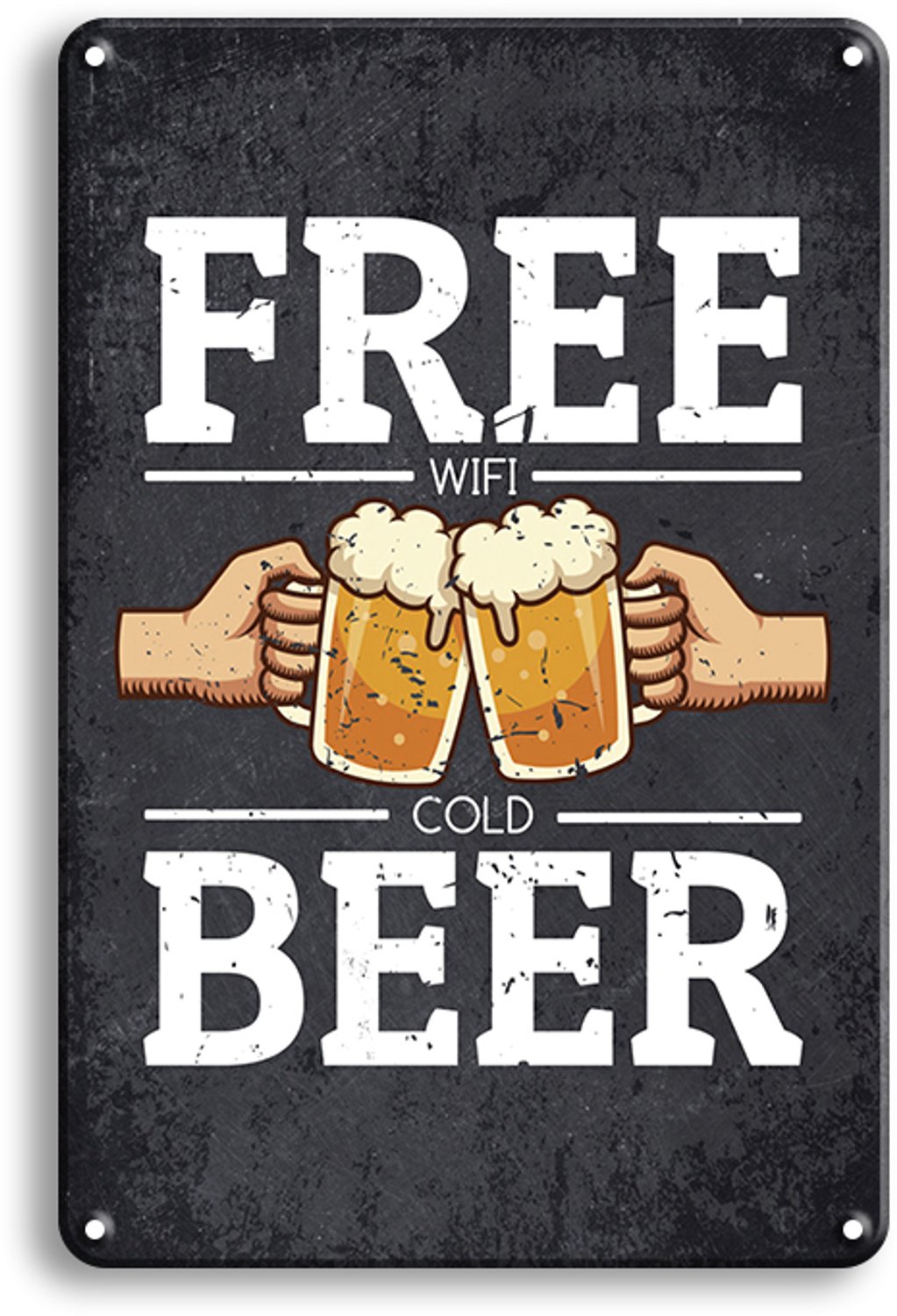 Free Beer Metalen Wandbord 30x20cm – Bier Tekstbord – Bar Kroeg Mancave Decoratie – Vintage Retro Wanddecoratie