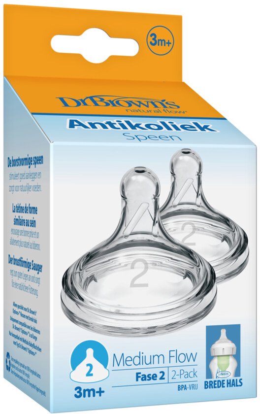 Dr. Brown's Options+ Flesspeen - Fase 2 - Brede halsfles - 2 stuks van Dr. Brown's — afbeelding 4