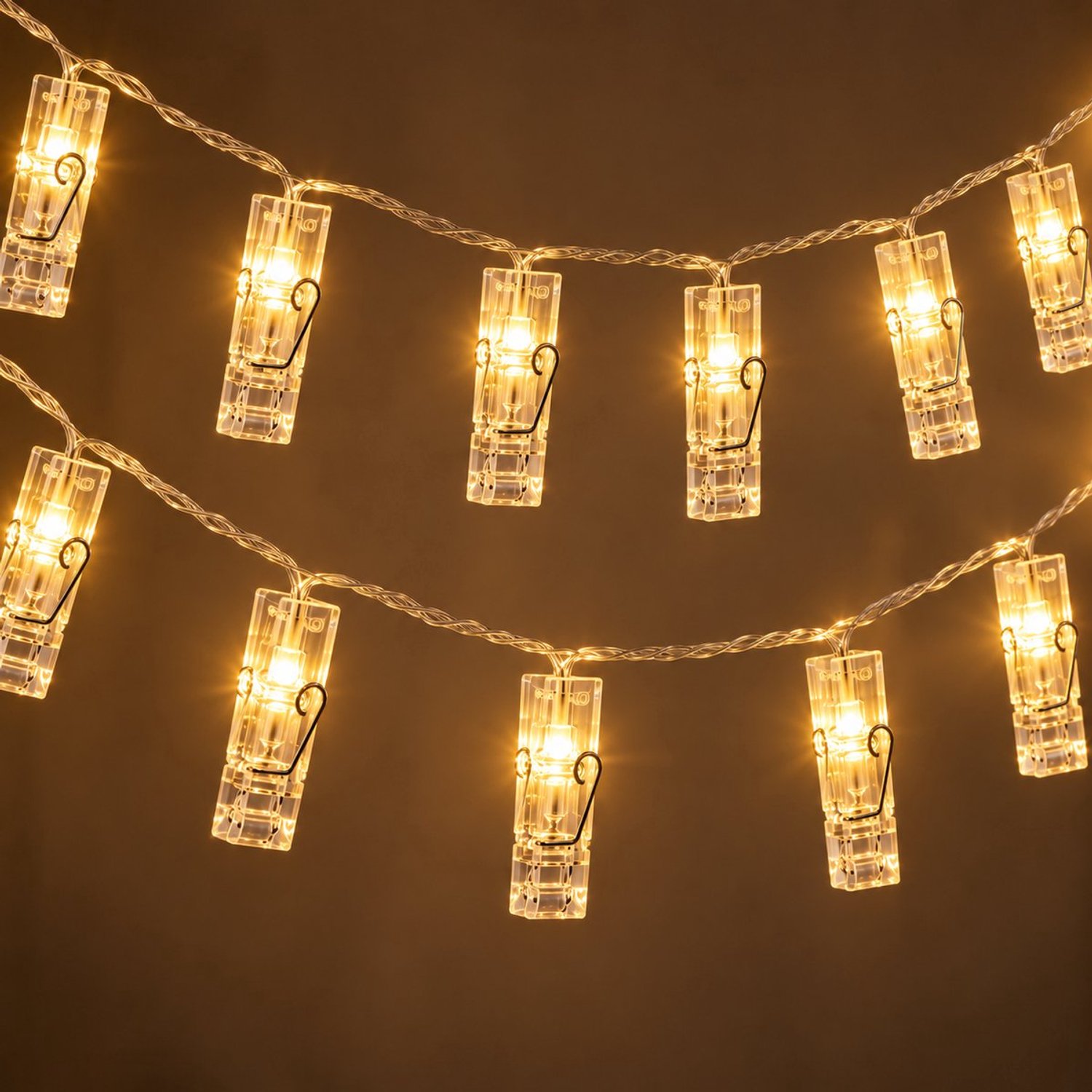 Nina's Giftshop® Lichtsnoer met Verlichte Knijpers – 1,5 Meter – 10 LED – Fotoslinger – Warm Wit – Kerstkaarten
