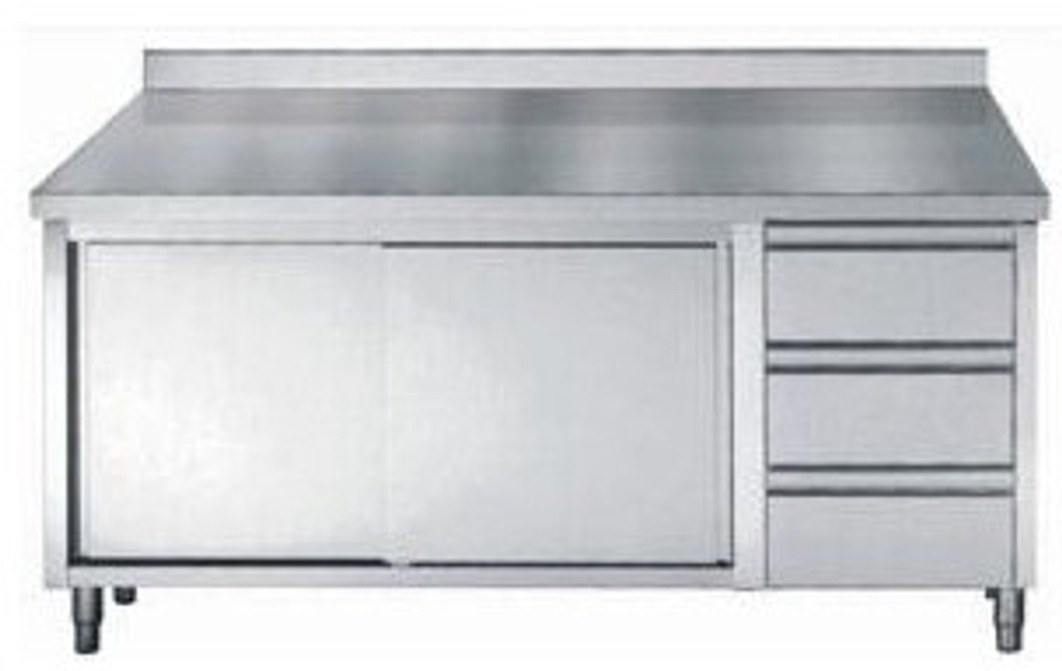 RVS Werktafel - Schuifdeuren - Laden - Opstaande Rand - 160cm - Combisteel - 7452.0926 - Horeca & Professioneel